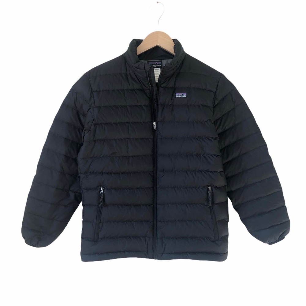 Patagonia Boy's Black Down Sweater Jacket L 12